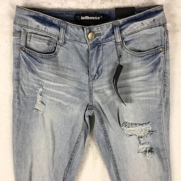 DOLLHOUSE Light Wash Distressed Skinny Jeans NWT 29 - Picture 8 of 10